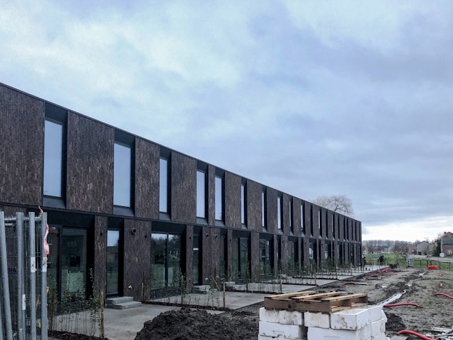 Nieuwbouw houtskelet woningen op de site van de Chocoladefabriek in Tongeren