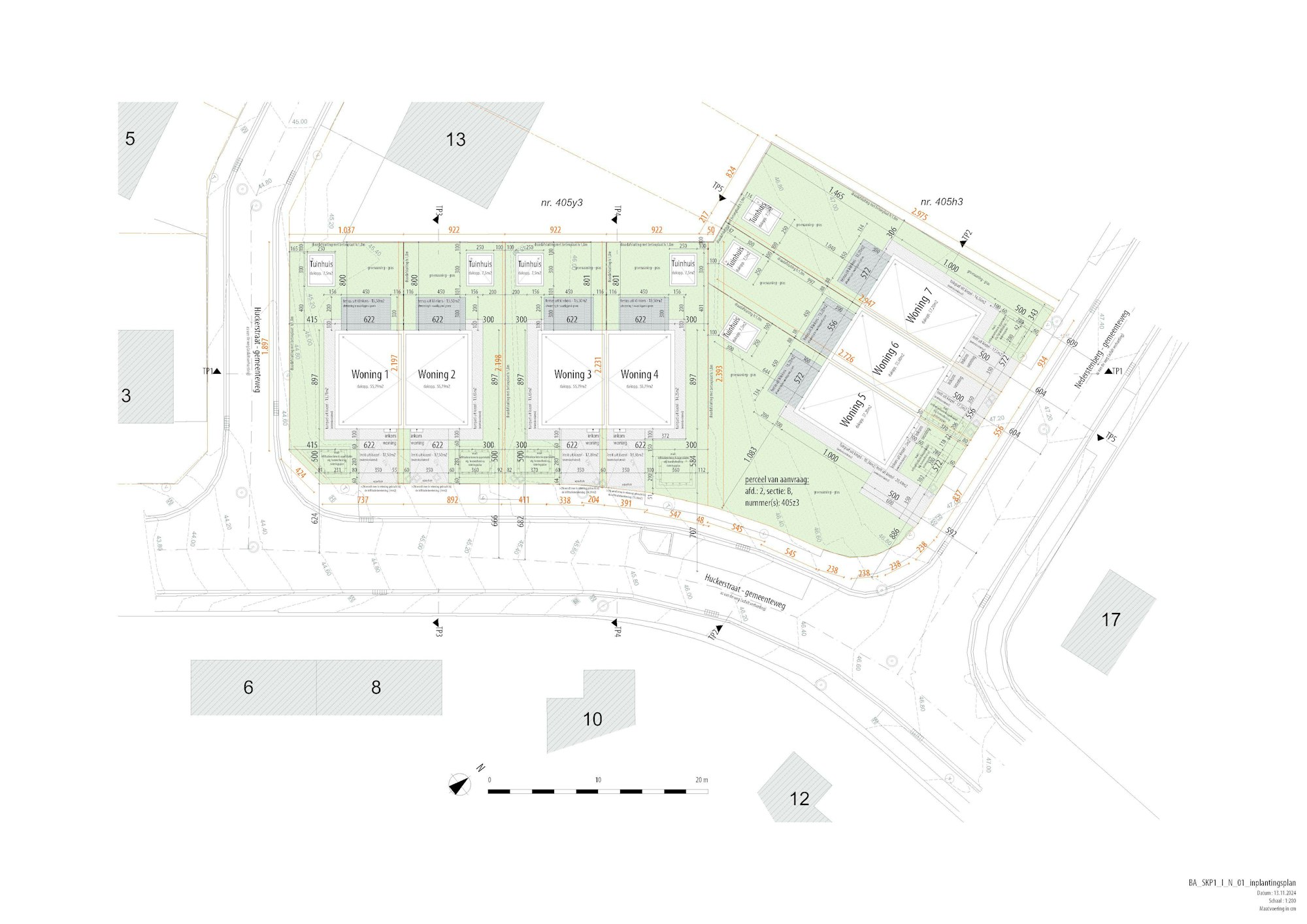 inplantingsplan woonproject Huckerstraat Dimensa Balegem Oosterzele