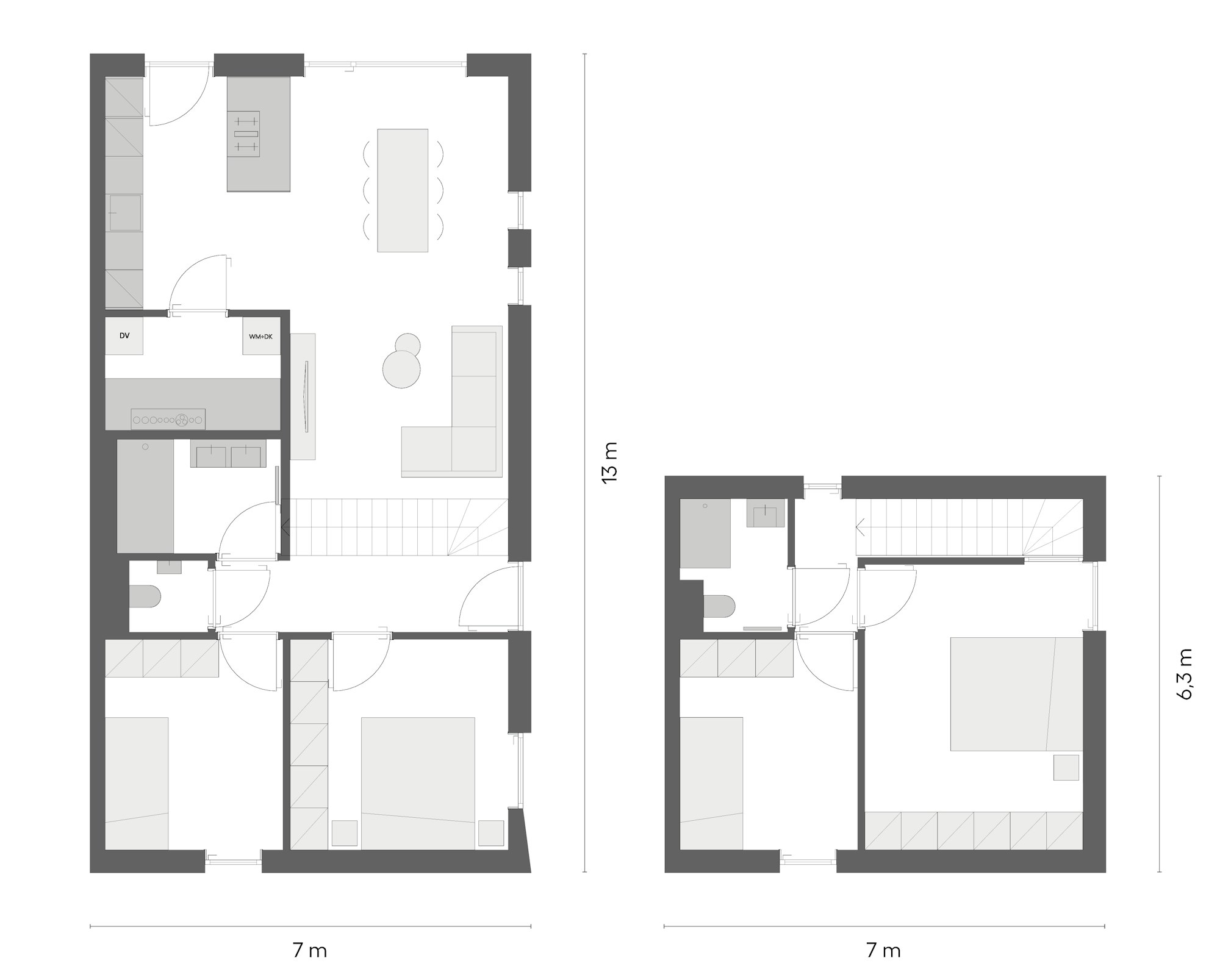 Plan Skilpod #130, woning met 4 slaapkamers over twee verdiepingen